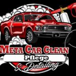 Logo von Meta Car Clean mit rotem Auto und Reinigungsspritzpistole.